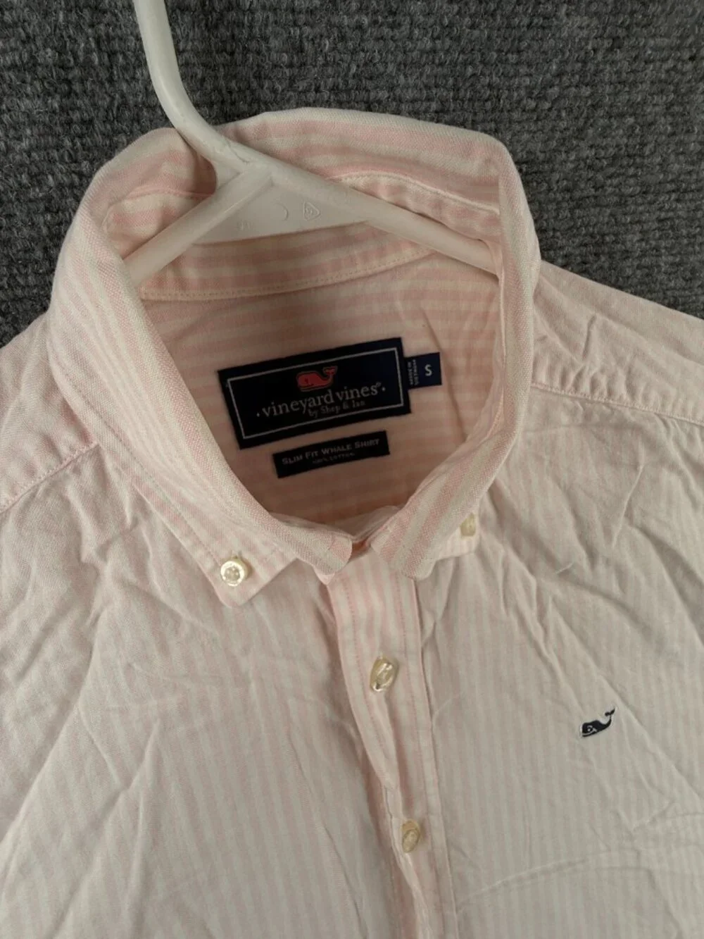 Vineyard Vines Slim Fit Whale Shirt Men Small Pink Striped Cotton Button Up
